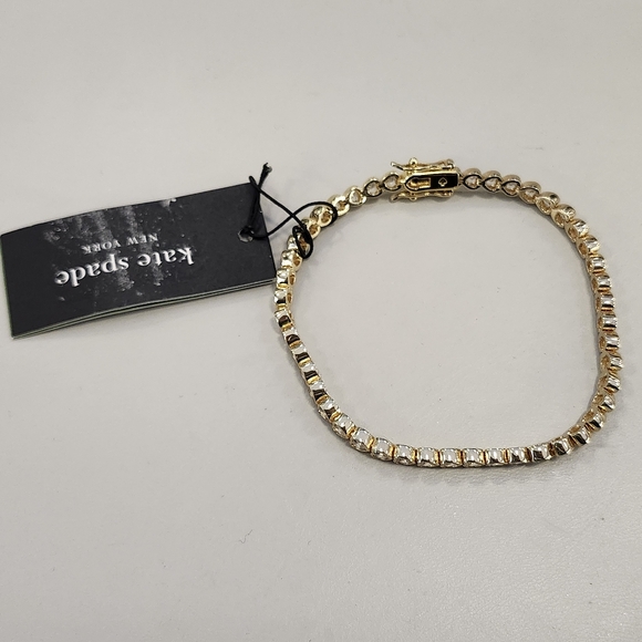 NWT Kate Spade Gold-Tone Cubic Zirconia Heart Tennis Bracelet - Picture 3 of 9